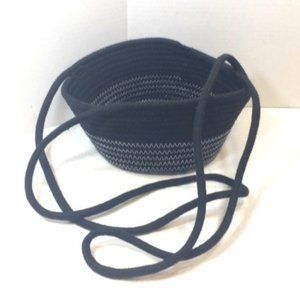 Black Woven 100% Cotton Rope Hanging Plant Veggie Fruit Basket